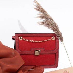 Red Chain-Strap Evening Bag